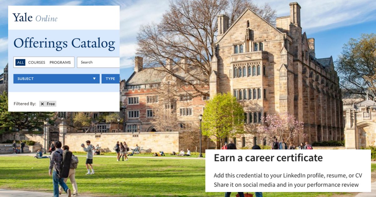 ICYDK Yale University has almost 100 courses you can take for free